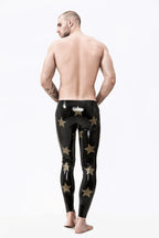 Black, trim color is Male 'Star-Spangled' Latex Leggings
