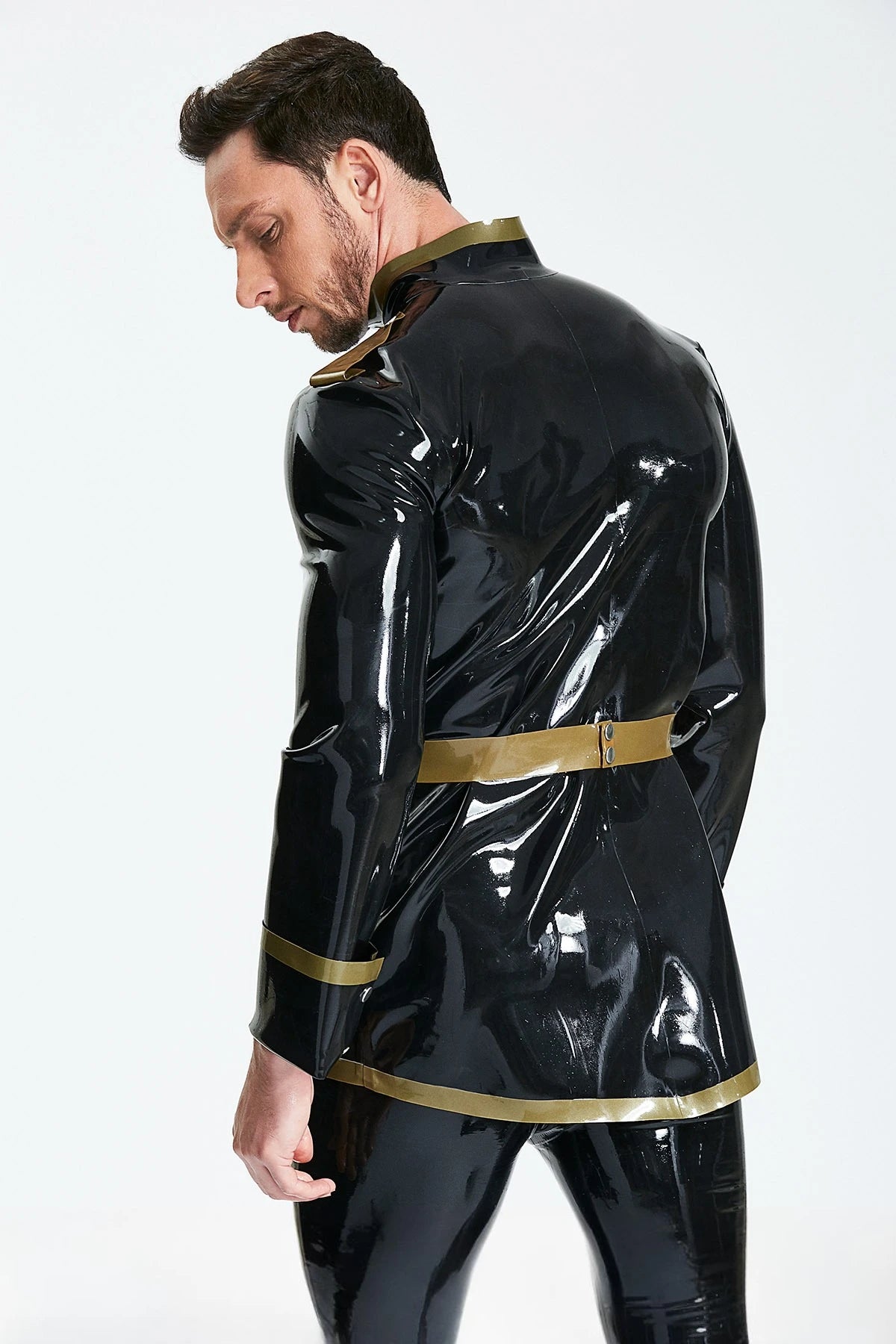 Black Male 'Bespoke' Double-Breasted Dinner Latex Jacket