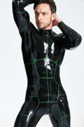 Black 'Hexagonal' Back Zip Latex Catsuit