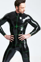 Black 'Hexagonal' Back Zip Latex Catsuit