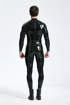 Black 'Hexagonal' Back Zip Latex Catsuit