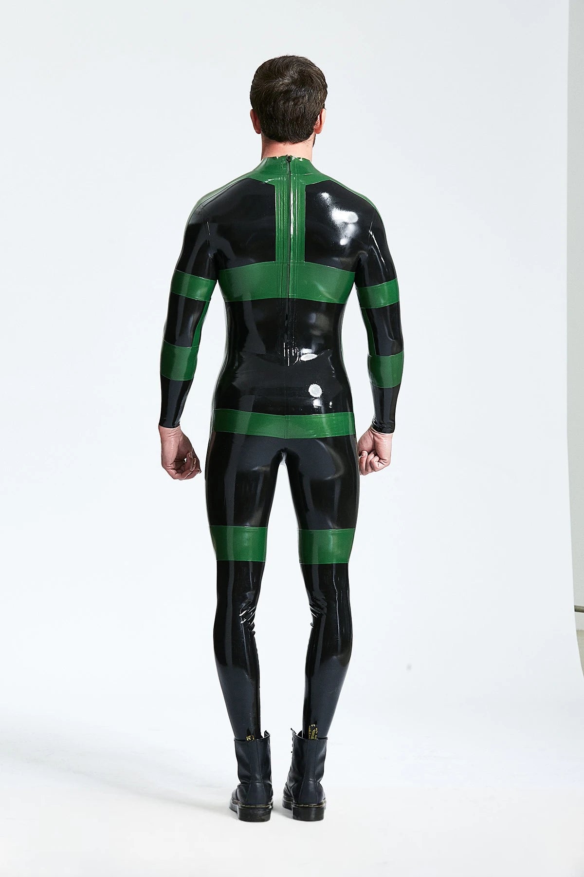 Black Male 'Herald' Back Zip Latex Catsuit