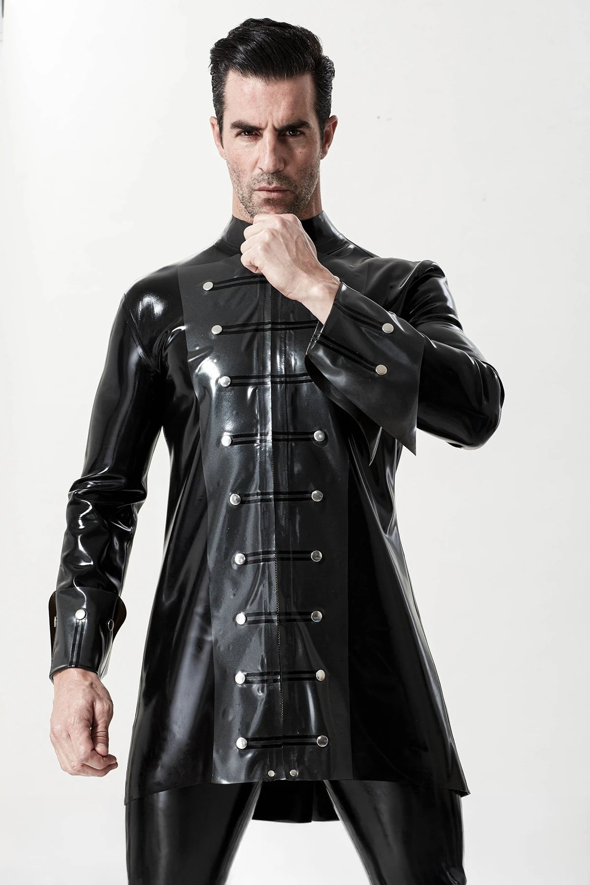 Black Male 'Retro Victorian Pirate' Latex Jacket