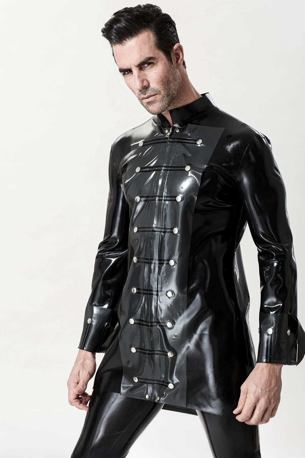 Black Male 'Retro Victorian Pirate' Latex Jacket
