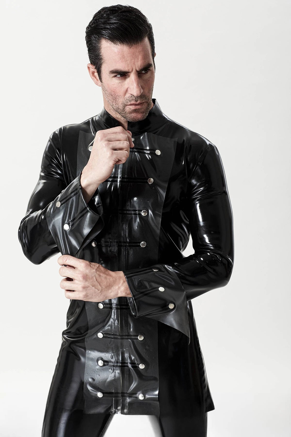 Black Male 'Retro Victorian Pirate' Latex Jacket