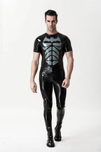 Black Male 'Batwing' Round Neck Latex T-Shirt