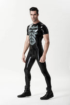 Black Male 'Batwing' Round Neck Latex T-Shirt