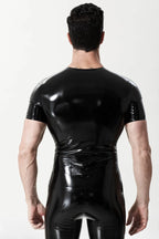 Black Male 'Batwing' Round Neck Latex T-Shirt