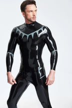 Black Male 'Shark Tooth' Look Latex Catsuit