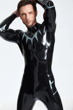 Black Male 'Shark Tooth' Look Latex Catsuit