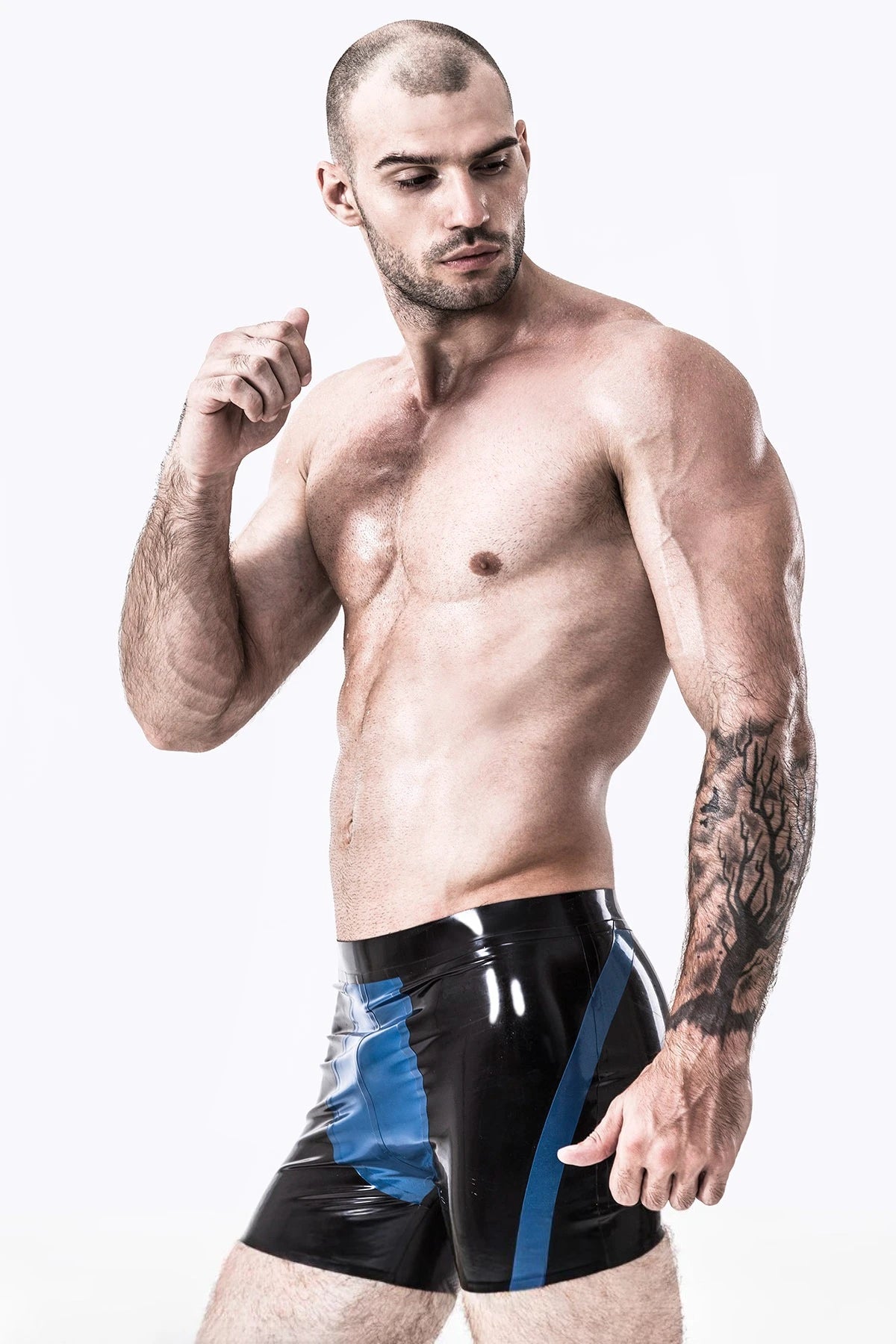 Black Male Double Temptation Latex Shorts