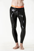 Black Male Latex Leggings With Front Zipper