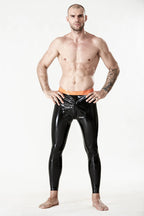 Black Male Latex Leggings With Front Zipper