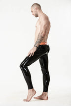 Black Male Latex Leggings With Front Zipper