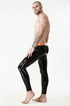 Black Male Latex Leggings With Front Zipper