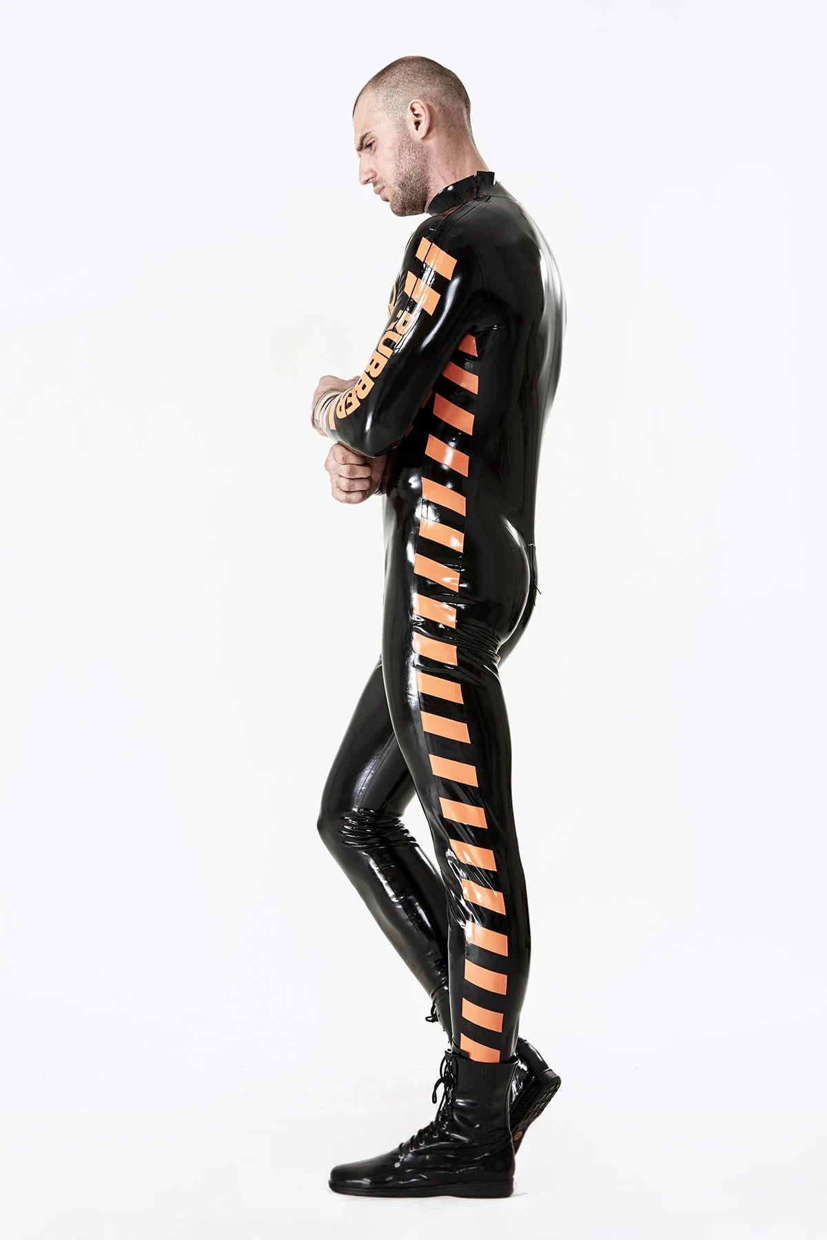Black Male 'Respirator' Shoulder-Zip Latex Catsuit