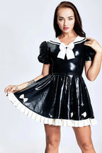 Black, trim color is Pure White 'Bows Galore' Mini Maid's Latex Dress