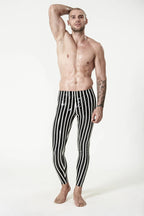 Black Male Candy-Striped Latex Leggings