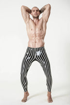 Black Male Candy-Striped Latex Leggings