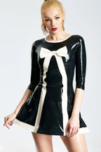 Black, trim color is Pure White 'Priscilla' Micro Party Latex Dress