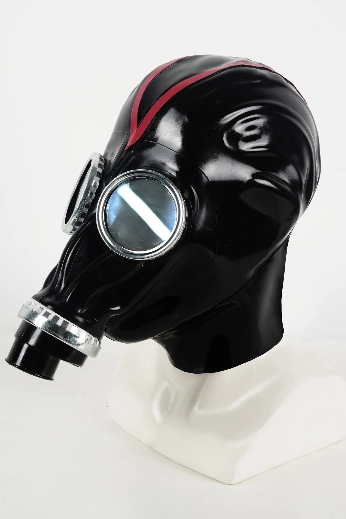Black, trim color is Red Fully Enlosed GasMask Hood with Trims No.1