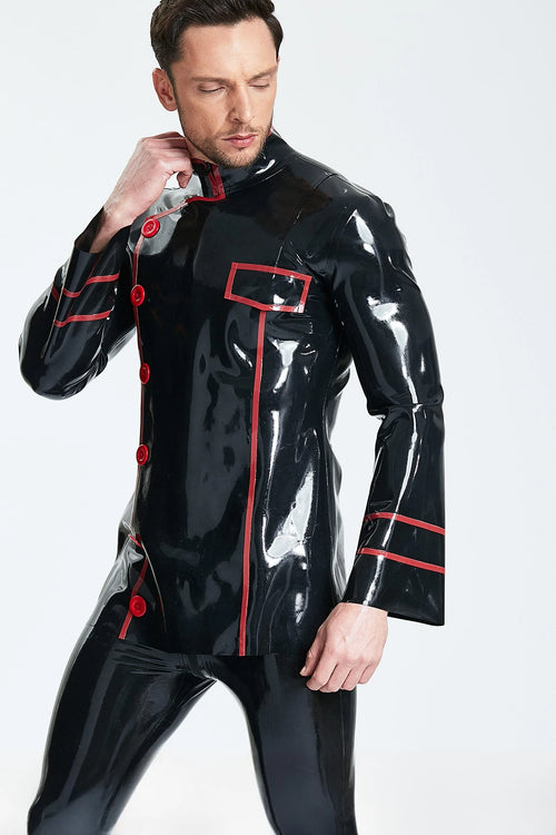 Black Male 'Cavalier' Double-Breasted Latex Jacket