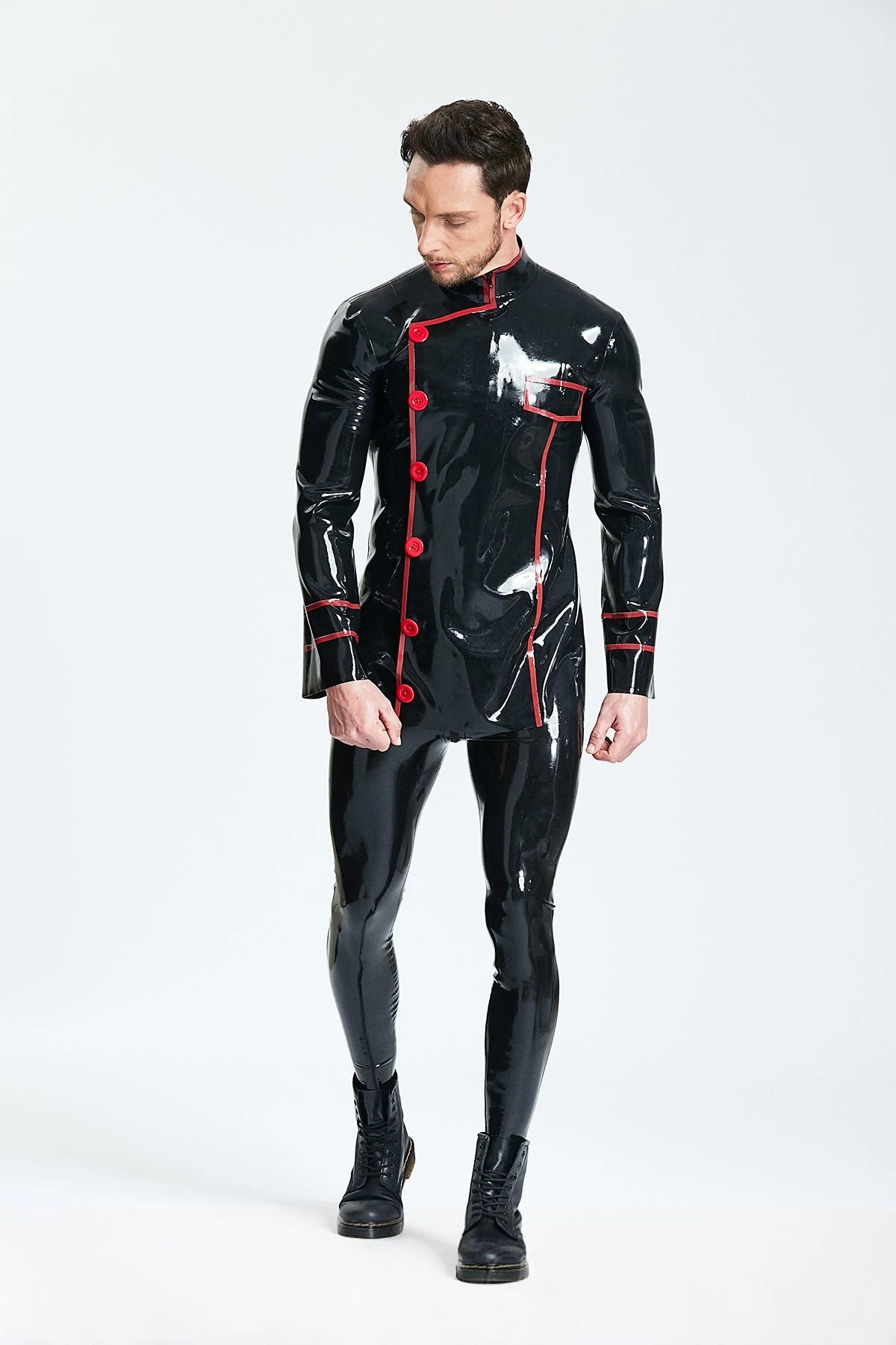 Black Male 'Cavalier' Double-Breasted Latex Jacket