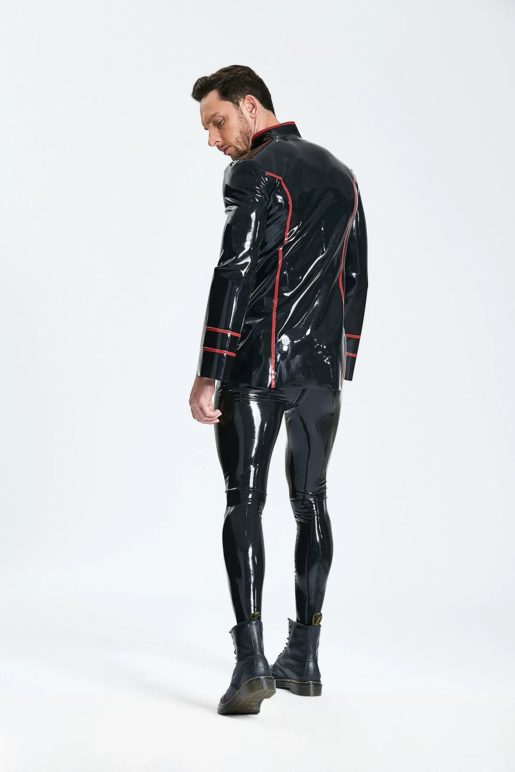 Black Male 'Cavalier' Double-Breasted Latex Jacket