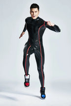 Black Male 'Diamond Dude' Front Through-Zipper Latex Catsuit