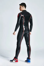Black Male 'Diamond Dude' Front Through-Zipper Latex Catsuit