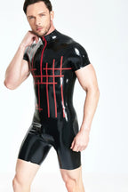 Black, trim color is Red Male Latex 'Grid-Lock' Surfsuit