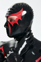 Black, trim color is Red Male 'Scarlet Spidey' Latex Catsuit