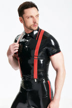 Black Male Standard Polo Neck Style T-Shirt with Contrast Trim