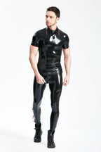 Black Male Standard Polo Neck Style T-Shirt with Contrast Trim