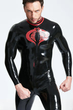 Black Male 'Symbolic' Front Through-Zip Latex Catsuit