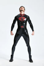 Black Male 'Symbolic' Front Through-Zip Latex Catsuit