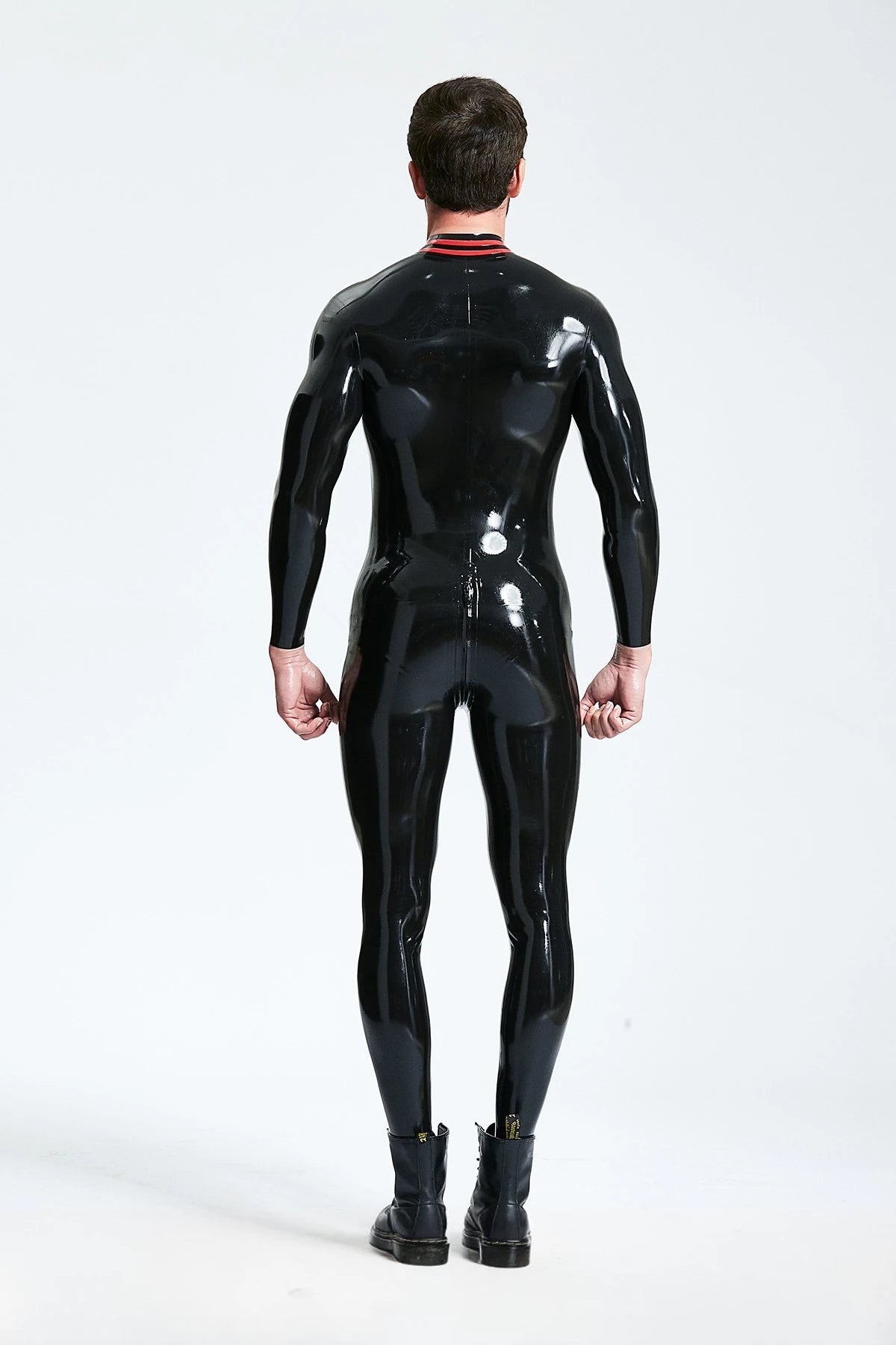 Black Male 'Symbolic' Front Through-Zip Latex Catsuit