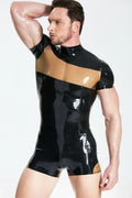 Black Male 'Show-off' Short Latex Surfsuit