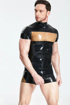 Black Male 'Show-off' Short Latex Surfsuit