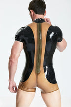 Black Male 'Show-off' Short Latex Surfsuit