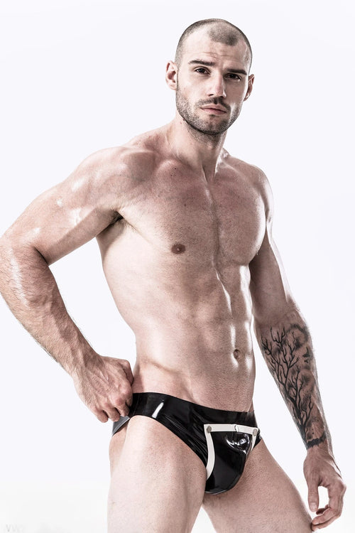 black Male Latex 'Penny-Free' Codpiece Bikini