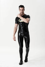 Black, trim color is Yellow Male Latex 'Flittermouse' Motif T-Shirt