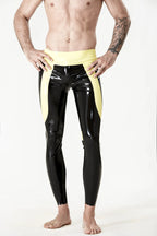 Black Male Latex Low-Cut 'Side-Striped' Leggings