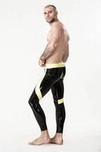 Black Male Latex Low-Cut 'Side-Striped' Leggings