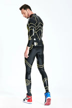 Black, trim color is Yellow Male 'Tronation' Latex Catsuit
