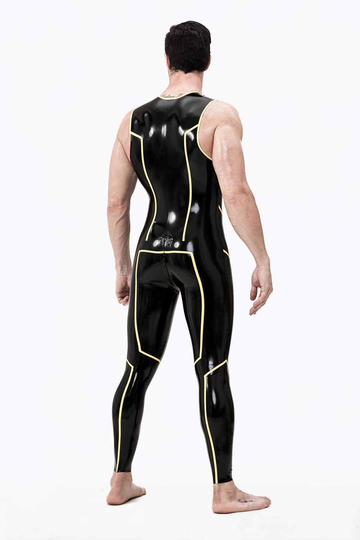 Black Male 'Wolverine' Sleeveless Latex Catsuit