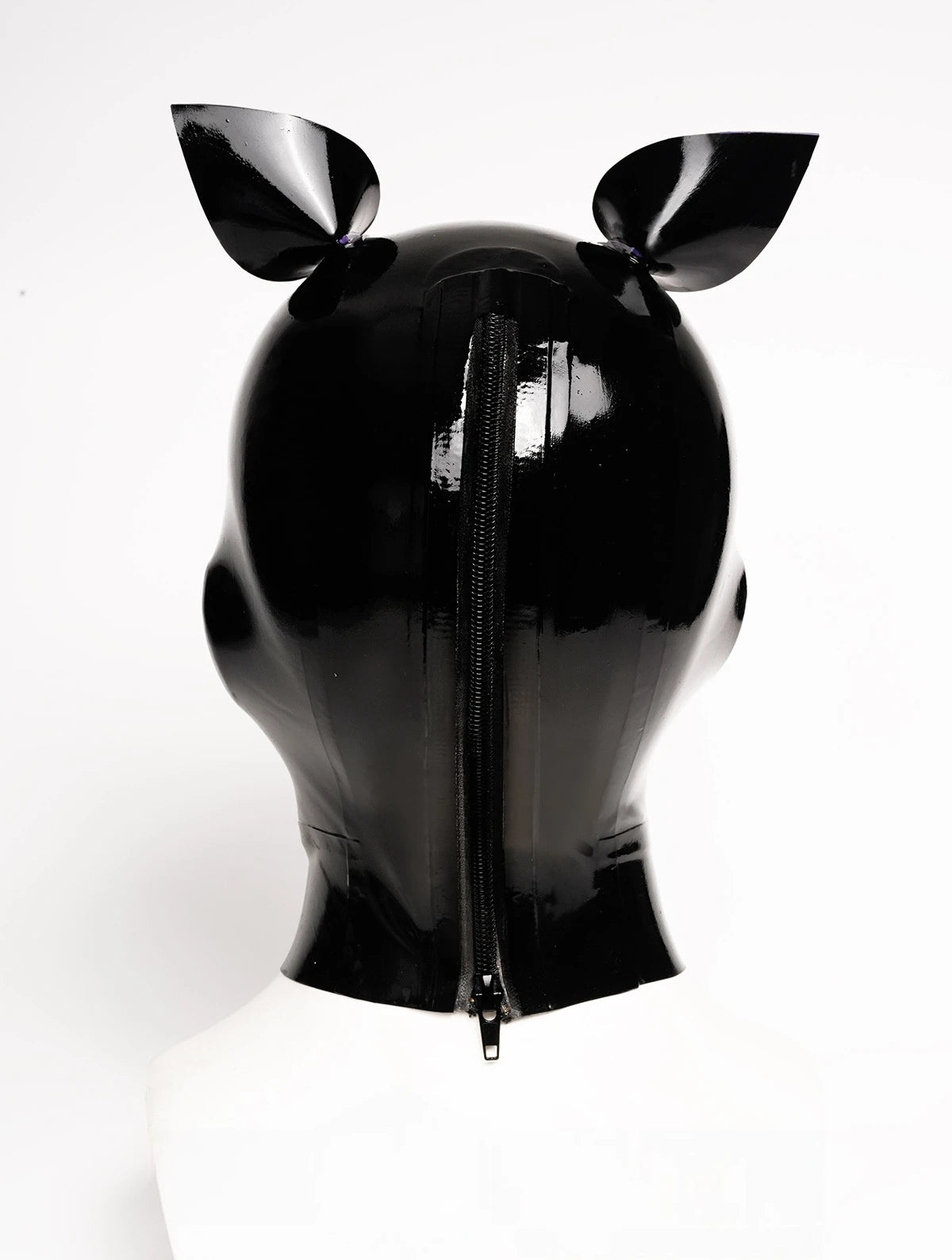 Black, trim is Purple Rubber Puppy Latex Hood