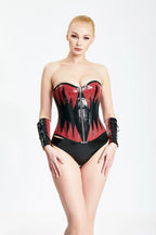 Black, trim is Red glued on Black sheet 'Belle Starr' Latex Corset & Gauntlets