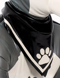 Black, trim is White Male Latex Pup Paw Scarf