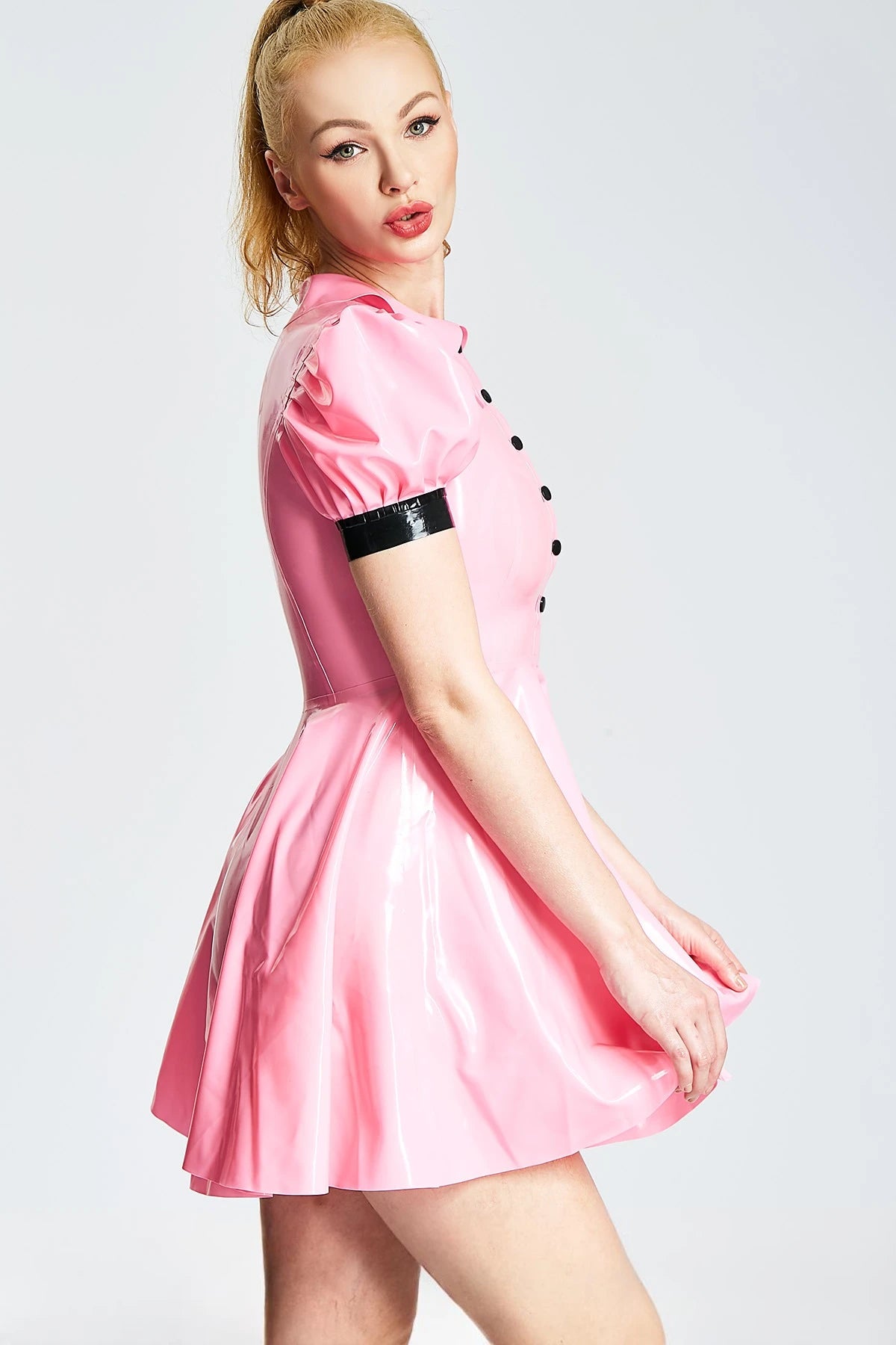 Bubblegum Pink 'Lolita' Maid Latex Dress & Apron